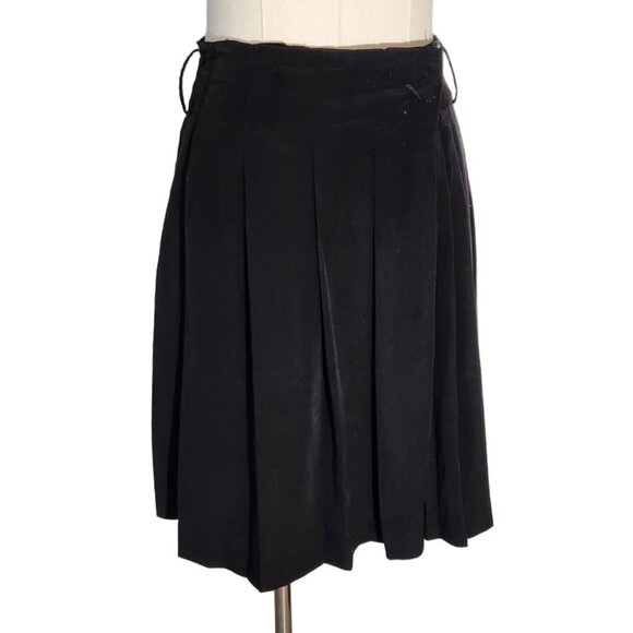Meadow Rue Black Pleated True Wrap Skirt Womens Size 4 - Picture 1 of 12